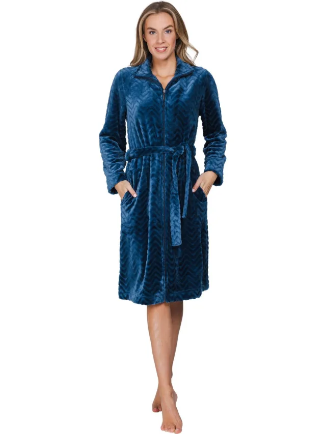 Pastunette fleece badjas - donkerblauw