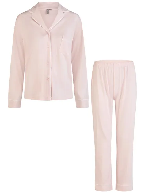 By Louise Dames pyjama set lang modal met knoopsluiting roze, foto 2