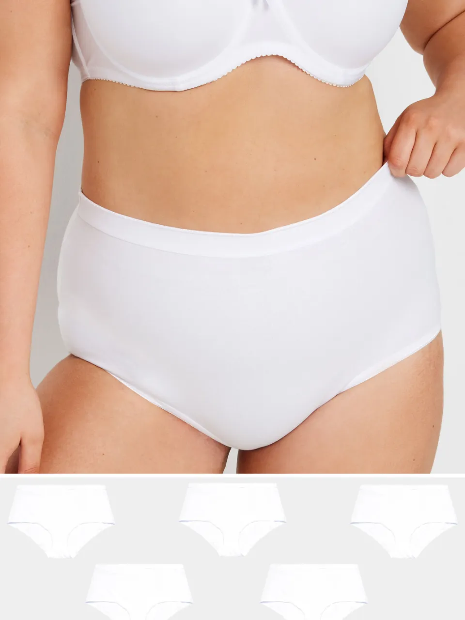 Yours 5 Pack Tailleslips Van Katoenmix Met Stretch In Wit-44, foto 3