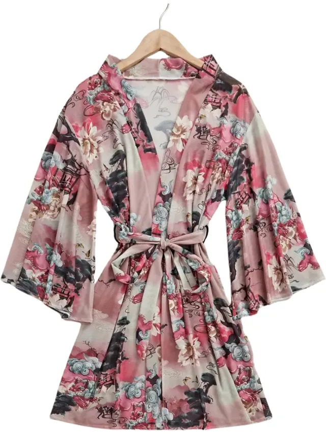 Livano Badjas Dames - Kimono - Kamerjas - Ochtendjas - Pyama - Roze