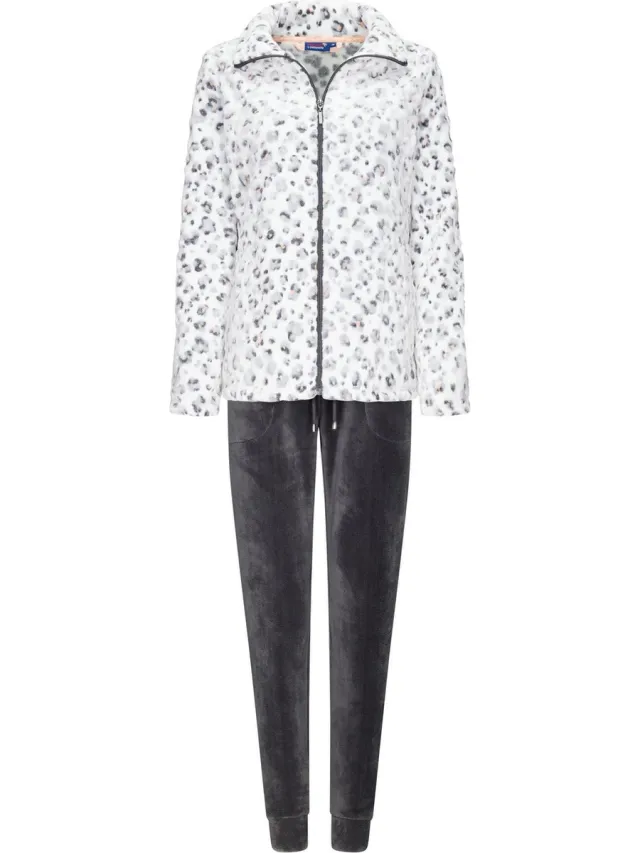 Rebelle dames huispak fleece - Panter - grijs Grijs, panter