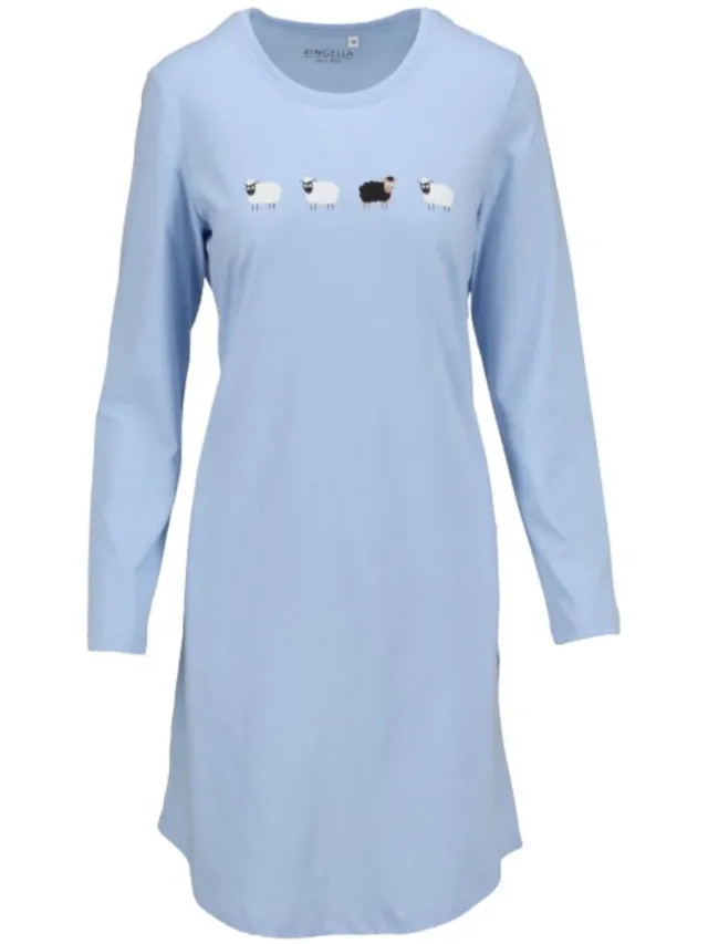 Ringella Katoenen dames nachthemd fjord blauw Ringella - Blauw - Maat - 54