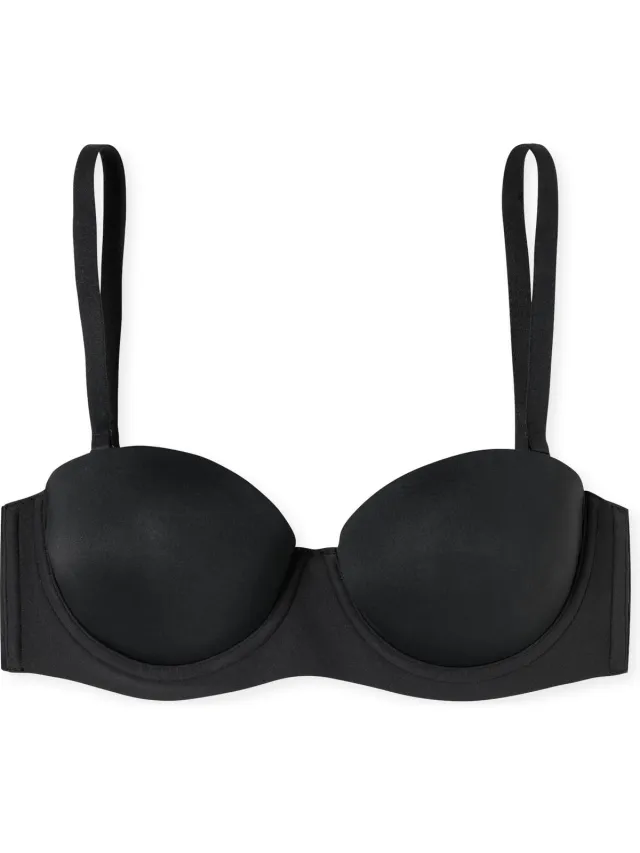 Schiesser Bandeau BH Unique Micro - met cups ook zonder bandjes - Dames Beha - zwart