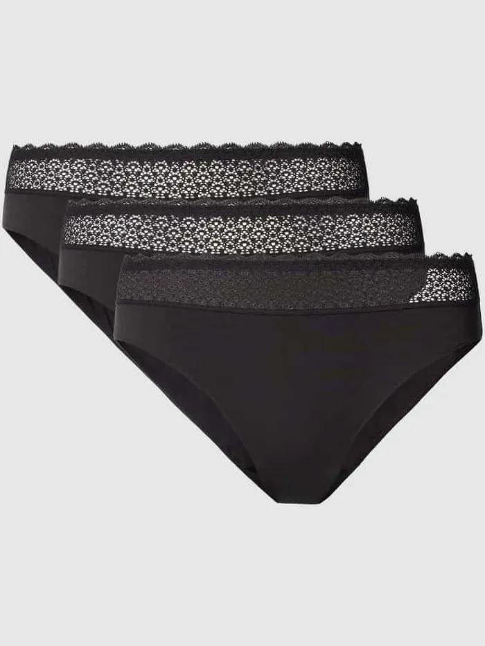 Triumph Slip met kant model 'Feel of Modal' in set van 3 Zwart