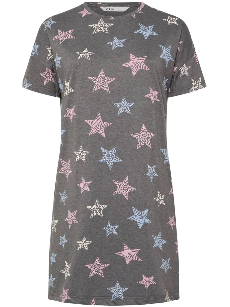 Yours Grijs Dieren Sterren Print Slaap Tshirt Nachthemd-56, foto 4
