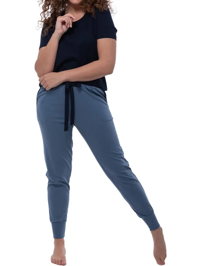 Ammann Dames pyjama Night & Home blauw