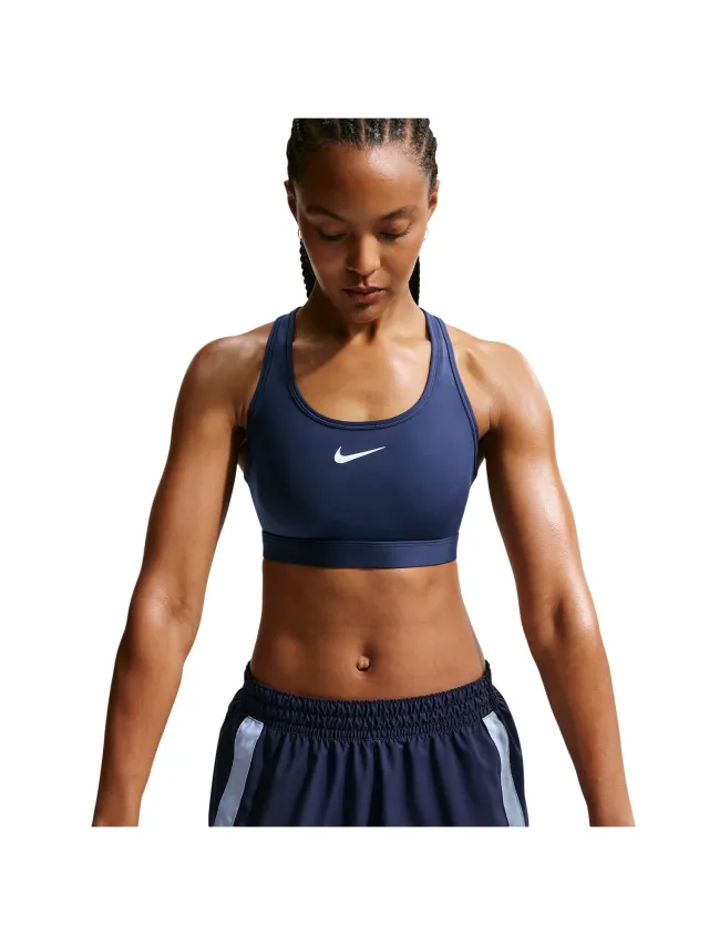 Nike Swoosh Sportbeha's/Sportvesten Dames - Blauw - Katoen Jersey Blue