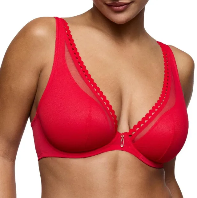 PrimaDonna Twist Wowgirl Plunge Bh Halve Mousse Cups 0142604 True Red - maat EU 65F / FR Rood