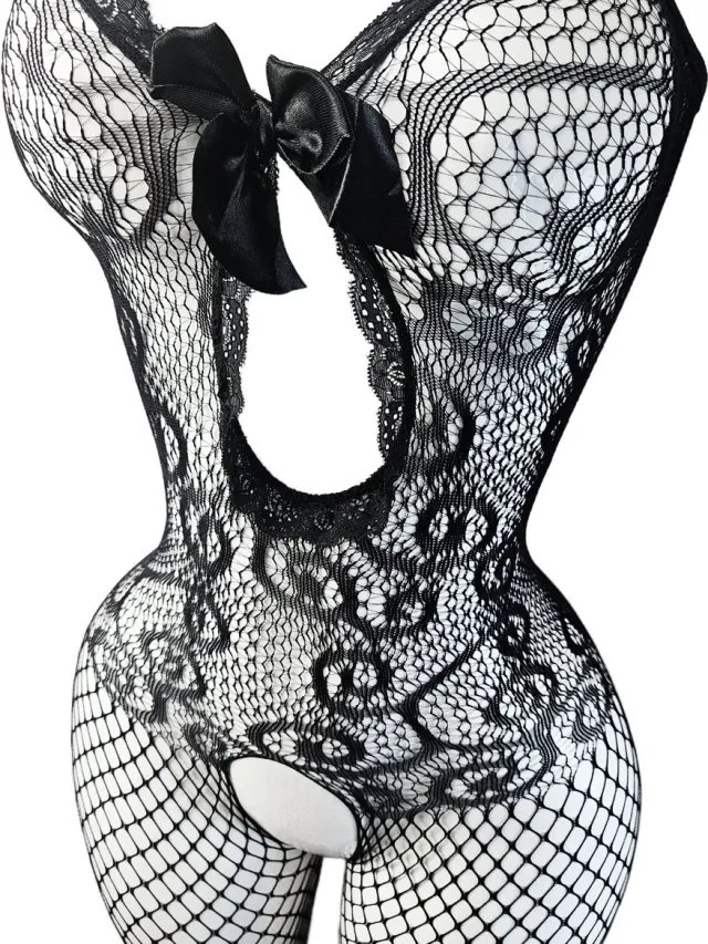 BamBella ® - Panty pak -Onesize - body suit - Dames - Onesize - Erotische jumpsuit van kant lingerie zwart