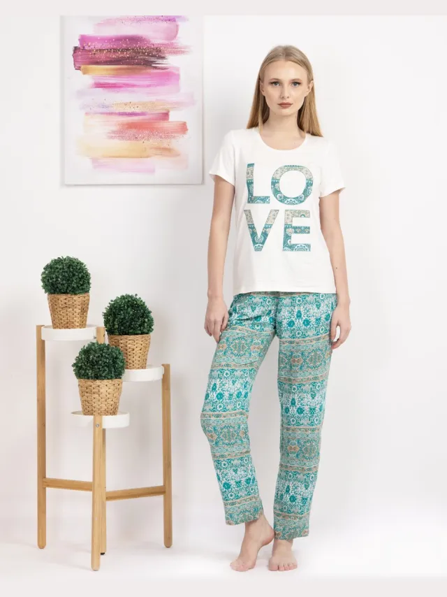 Vanilla Love dames pyjama - Pyjamasets - Tweedelig - Viscose - Offwhite - PJ1544 Off white
