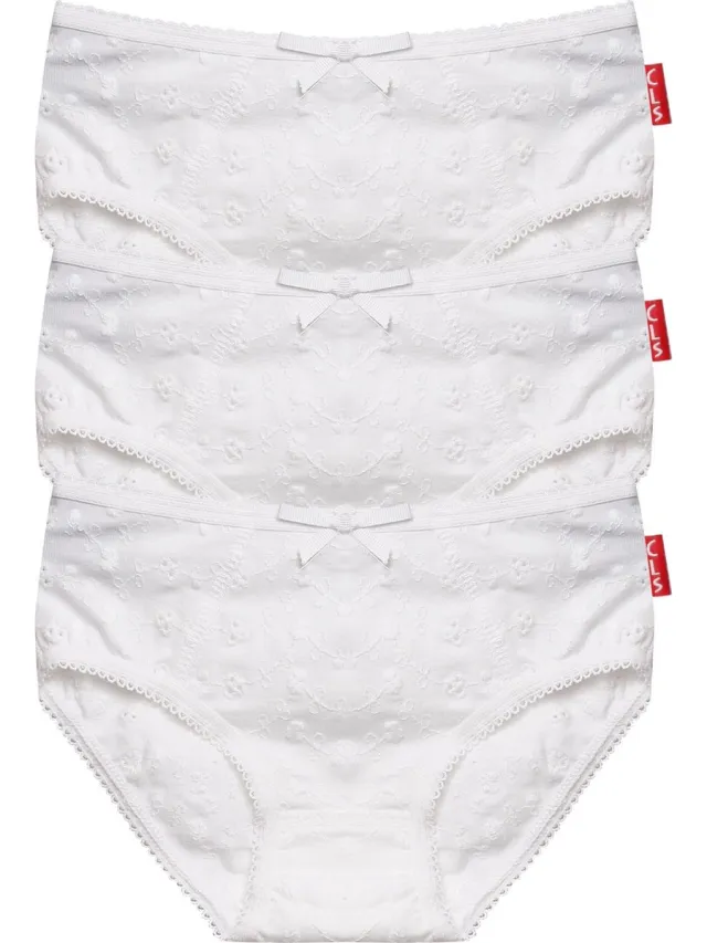 Claesen's Slip 3-pack Embroidery WitCL 930-White Embroidery-4