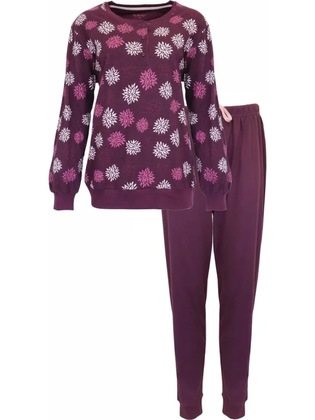 Tenderness Dames Pyjama - Katoen - Bloemenprint - Paars