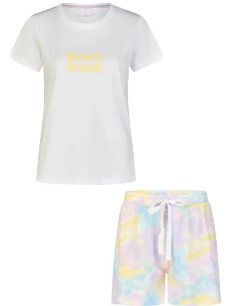 By Louise Dames shortama korte pyjama set geprint wit/multi