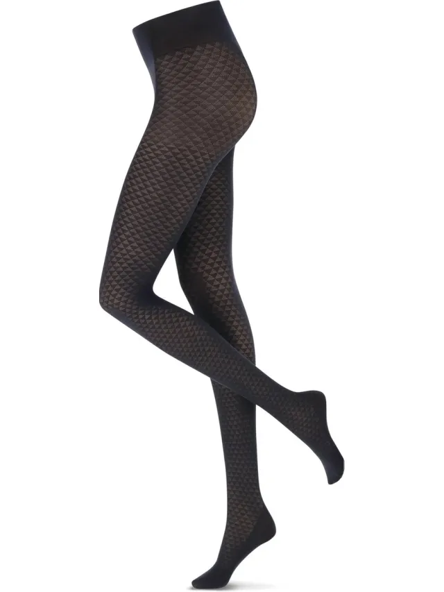 Oroblu Eco Fashion 40 Panty Black Geometric - Zwart