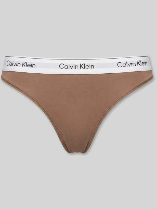 Calvin Klein String van mix van katoen en modal lichtbruin, foto 2