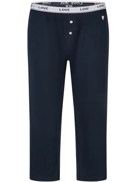 By Louise Dames korte mouwen capri pyjama set lang donkerblauw gestreept veelkleurig, foto 2