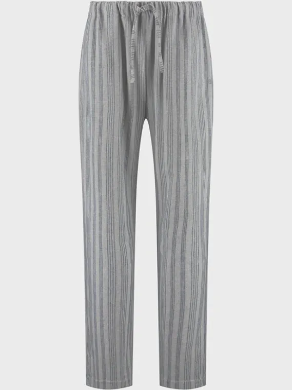 Yumeko pyjamabroek heren flanel lichtgrijs/blauw stripe s Light Grey-Blue Stripe