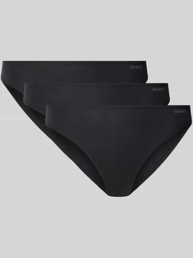 SKINY Slips van katoenmix met logoprint in set van 3 Zwart
