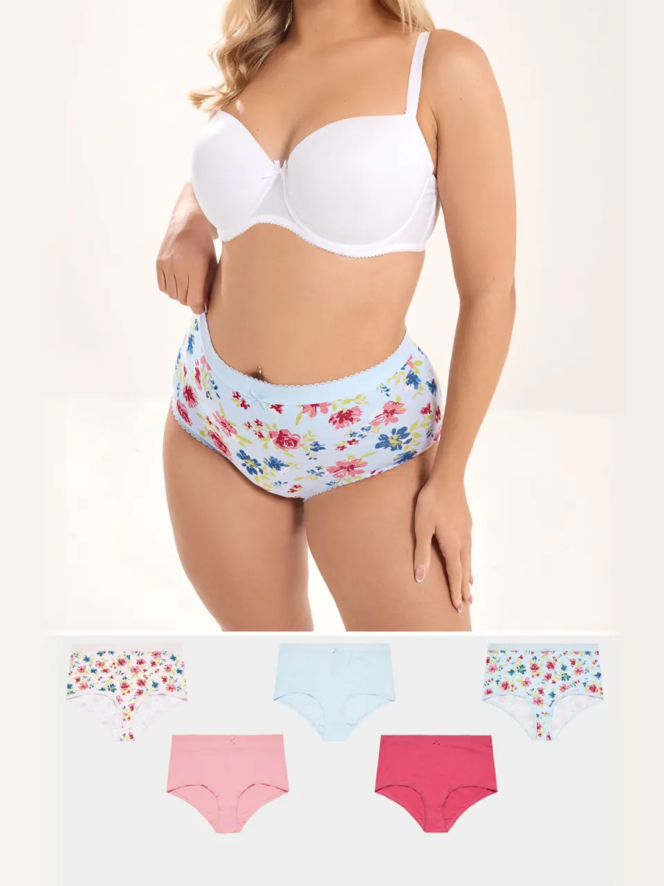 Yours 5 Pack Blauwe En Roze Slips Met Volledige Dekking En Bloemenprint-48, foto 2