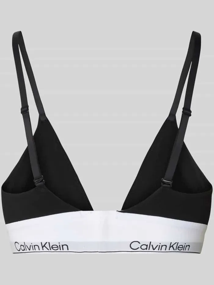 Calvin Klein Triangelbeha met logo in band en spaghettibandjes zwart, foto 2