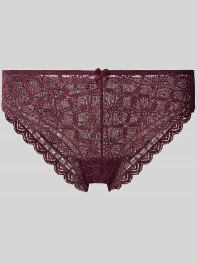Jake*s Casual Slip met kant en strik Prune