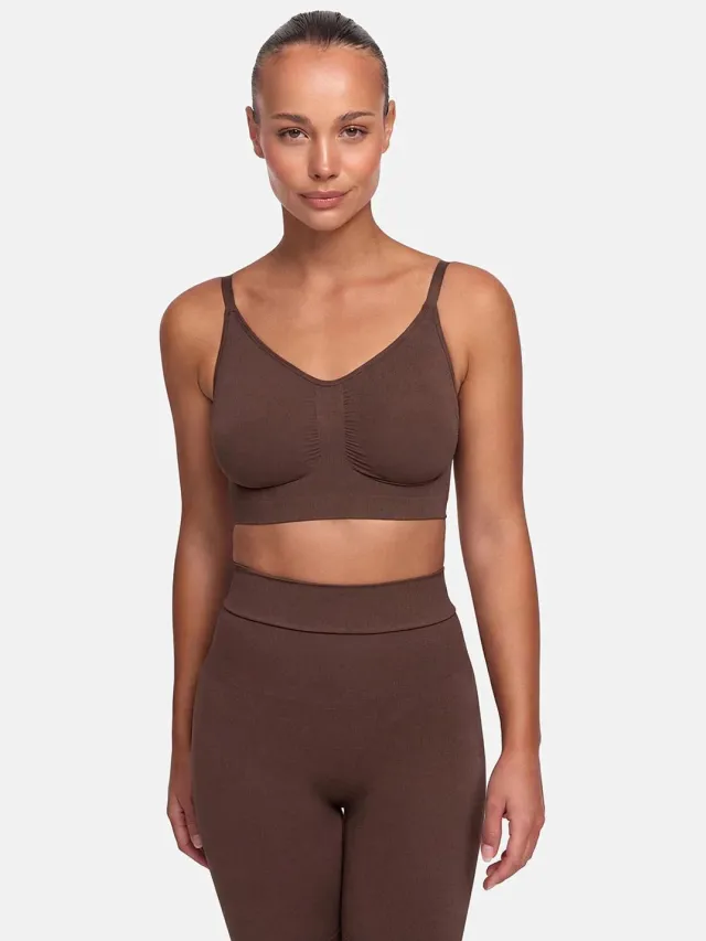 cfab Comfort Bralette - Bruin, L - BH Zonder Beugel Voorgevormd - Ondergoed - Naadlos