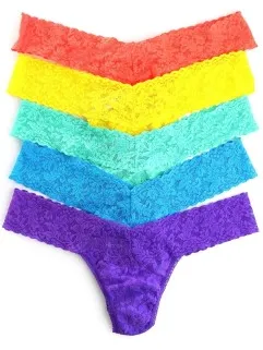 Hanky Panky 5 stuks Signature Lace Low Rise Thong * Actie * Versch.kleure/Patroon,Blauw,Groen,Roze,Bruin,Zwart