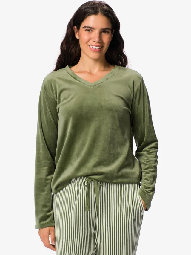 HEMA Damestop velours groen