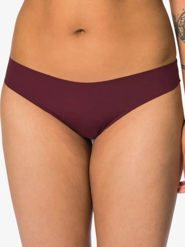 HEMA Damesstring micro lasercut met kant donkerrood (donkerrood)