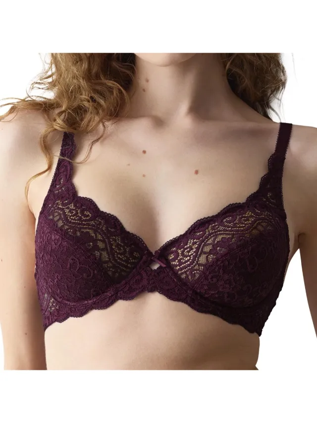 Triumph BH Amourette 300 W met beugel - Colours - Stevige klassieke kanten bh - 95D - Bordeaux