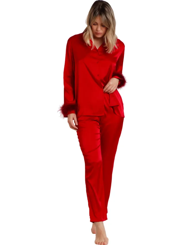Admas Setjes Admas Pyjama broek shirt Marabu Christmas Rood