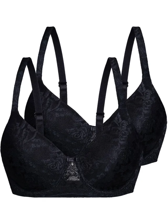 Sassa Voordeelpak van 2 voorgevormde bh's Allover Lace-jacquard zwart