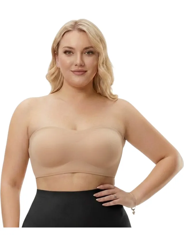 Shapetape Naadloze Strapless BH met Anti Slip – - Beige - Strapless Push Up BH Zonder Beugel - Onzichtbare BH Dames - Seamless Bandeau BH - Draadloze Comfort BH - Strapless BH voor Jurk & Top - BH met Uitneembare Pads - Shapetape