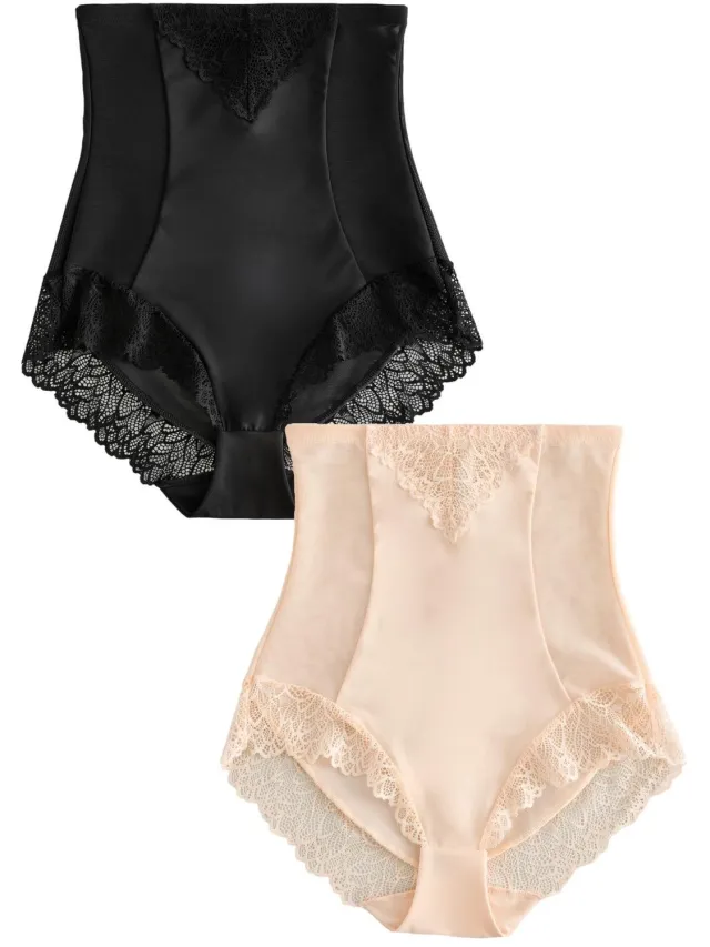 Next Dames - Set van 2 Femina vormgevende slips - Zwart Black/Pastel Rose Nude