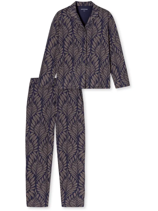 Schiesser Pyjama Lang - Dames - Pyjamas deep sea blue