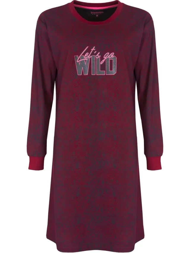 Irresistible Dames Nachthemd - Ronde Hals - Bordeaux Rood