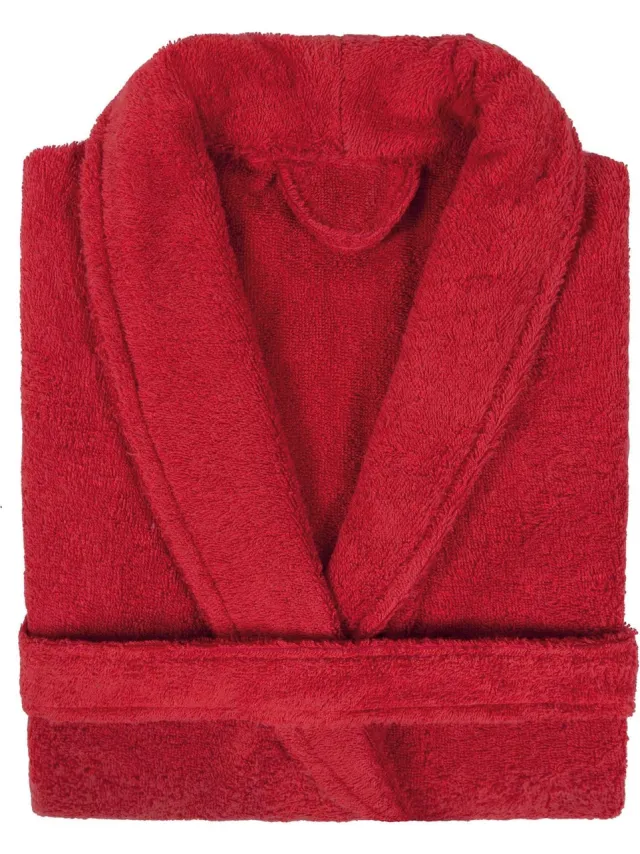 uni pure royal Badstof Badjas met Shawlkraag Uni Pure Royal Rood col 2307