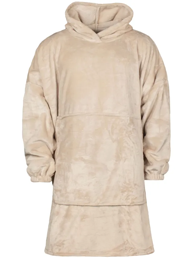 Heat Holders Warme Fleece Oversized Dekbed Hoodie - Extra Lange Snoodie voor Extra Gezelligheid Beige