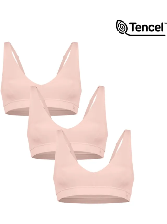Undiemeister Bralette Dames 3-Pack Platte Naden Tencel Beha - Blush Dusk (Lichtroze)