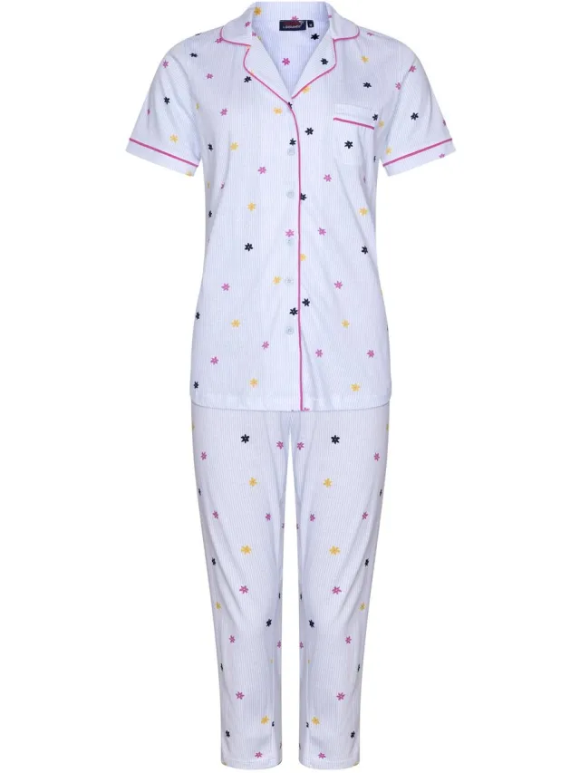 Rebelle Dames Pyjamaset Rebelle - Relax - Doorknoop - Bio Katoen blauw