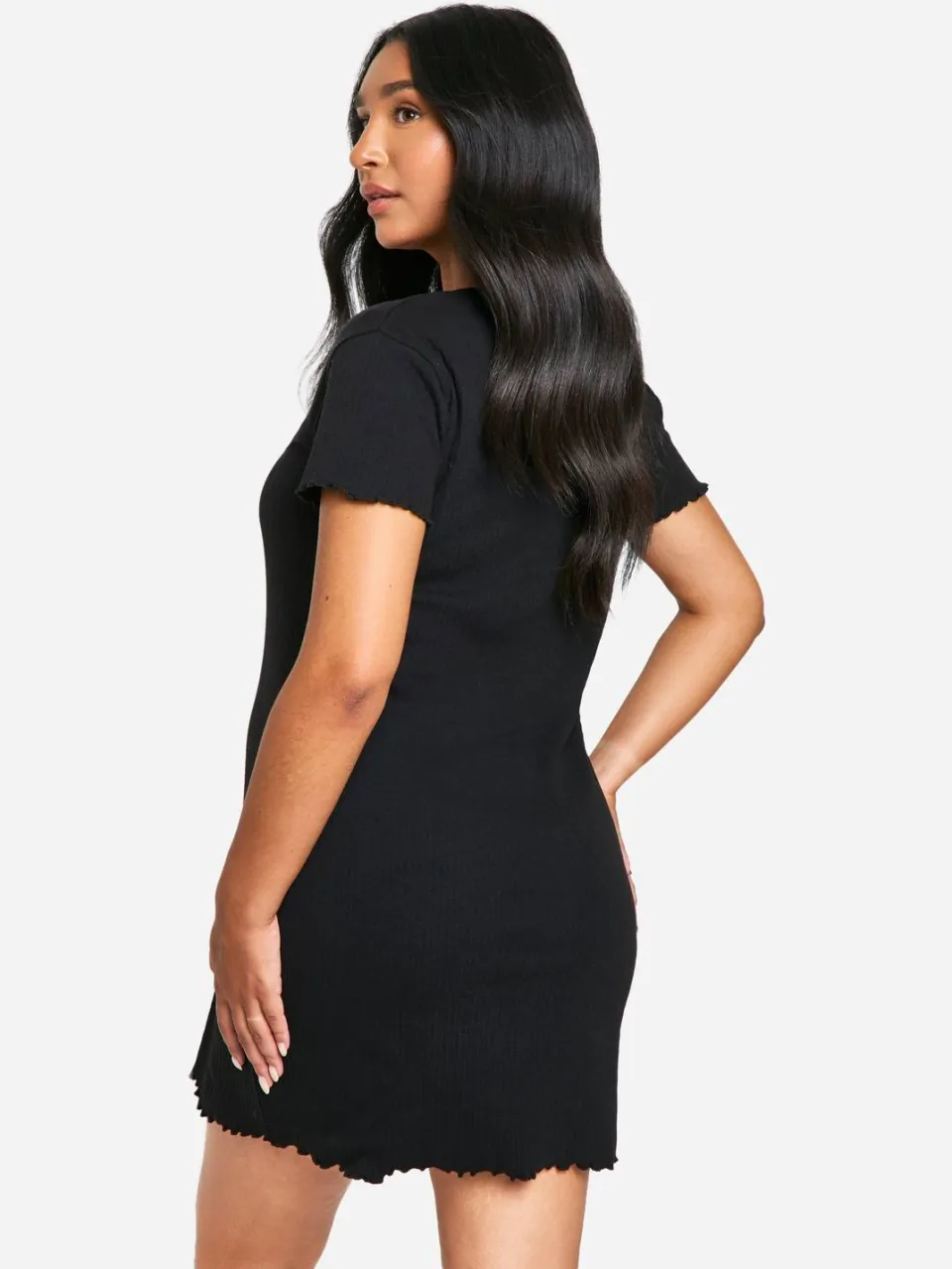 boohoo Dames Zwangerschaps Geribbeld Nachthemd met Knoopsluiting zwart, foto 2