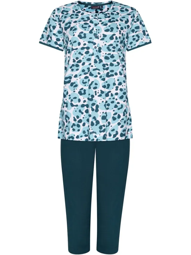 Rebelle Dames Pyjamaset Rebelle - Tropical Turquoise - Bio Katoen
