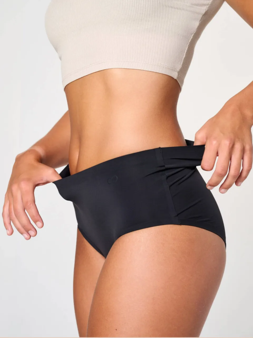 Moodies Undies medium/sterk absorberende seamless high waist menstruatieslip zwart, foto 4