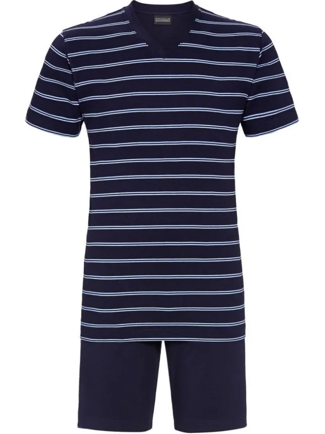 Ringella Gestreepte heren shortama van Ringella - Blauw - Maat