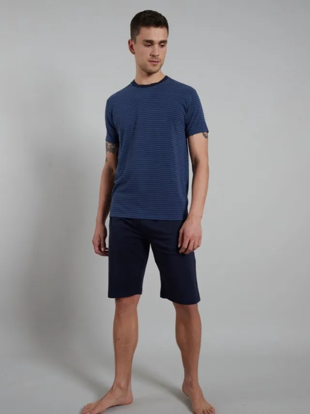 Ceceba Bamboo Heren Shortama - Blauw - Gestreept