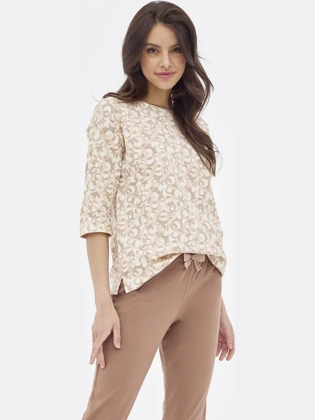Cornette Dames Pyjama Winter Grote Maten Ines 147/396 40 / Beige