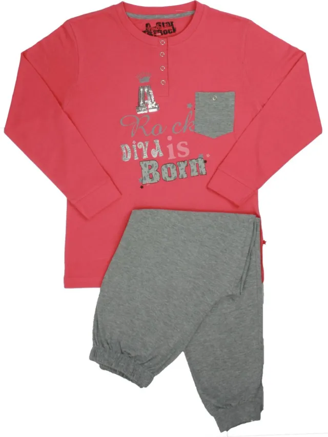 AnnaRebella Meisje Pyjama - 100% Katoen - Rood