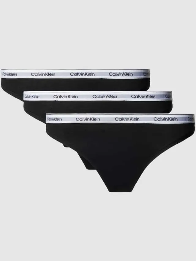 Calvin Klein String met elastische band in een set van 3 stuks Zwart