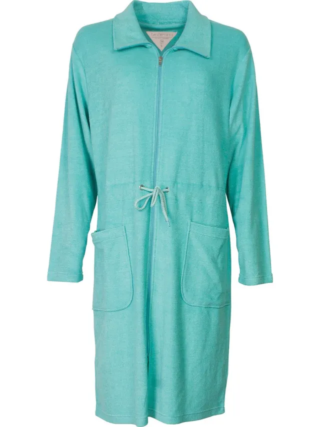 Tenderness Dames Badjas - Kamerjas - Badstof - Capri Blauw groen