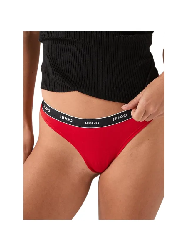 HUGO Dames-string met gemiddelde taillehoogte en normale pasvorm (Helder rood)